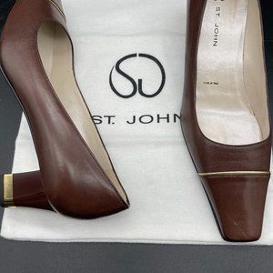 St. John Collection Brown 7B Pumps Shoes Luxury Leather Vero Cuoio Made in Italy
